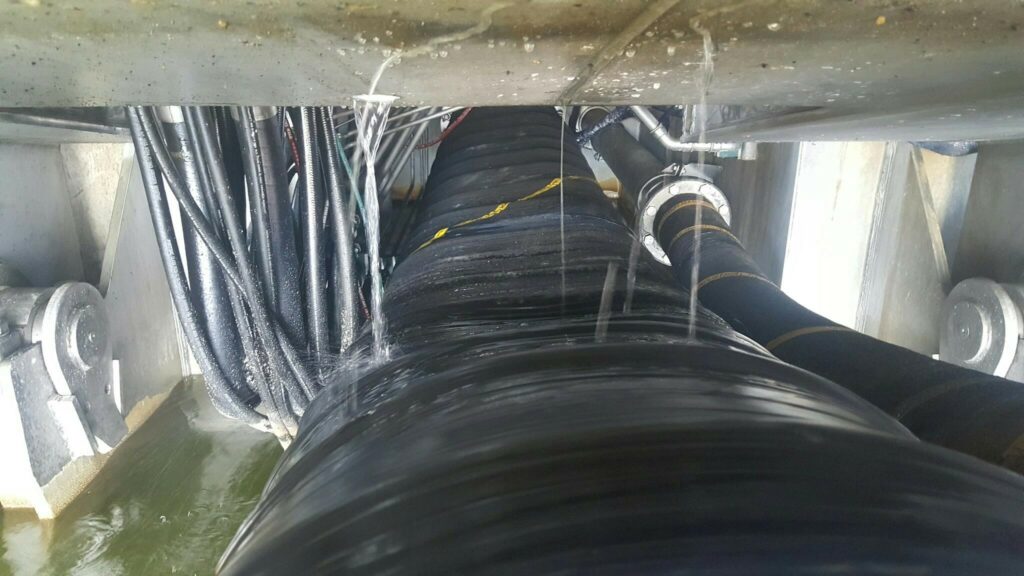 A mining hose that has vacuum collapsed